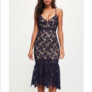 Missguided blue lace fishtail dress NWT